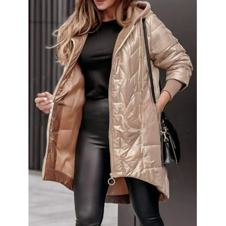 Marlene | Women's Glossy Quilted Jacket with Faux Fur Hood