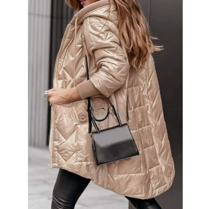Marlene | Women's Glossy Quilted Jacket with Faux Fur Hood