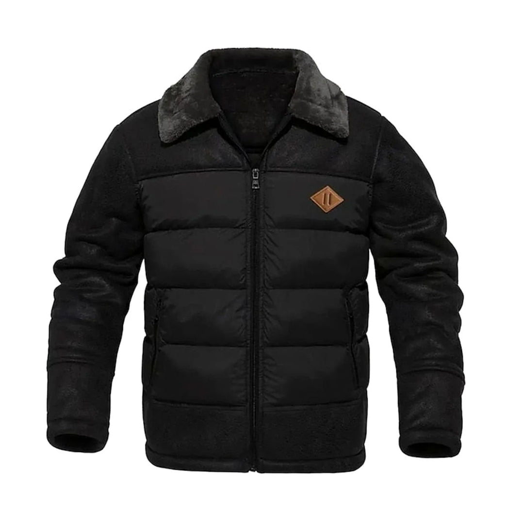 Andreas | Herren Winter Pufferjacke mit Fellkragen Kunstleder-Ärmeln 6