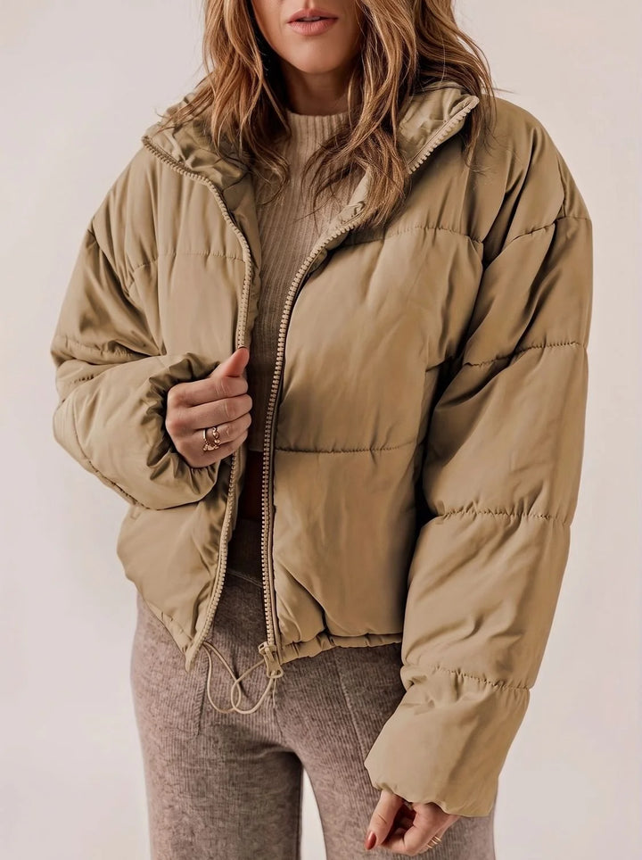 Annika | Damen Cropped Oversized Daunenjacke mit Reißverschluss 1