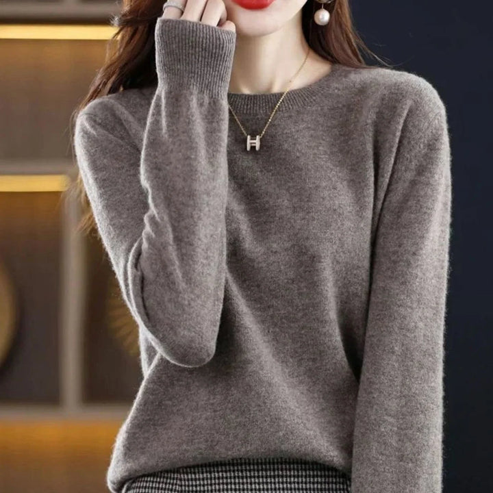 Annika | Damen Klassischer Rundhals Langarm Strickpullover Cashmere-Soft 1