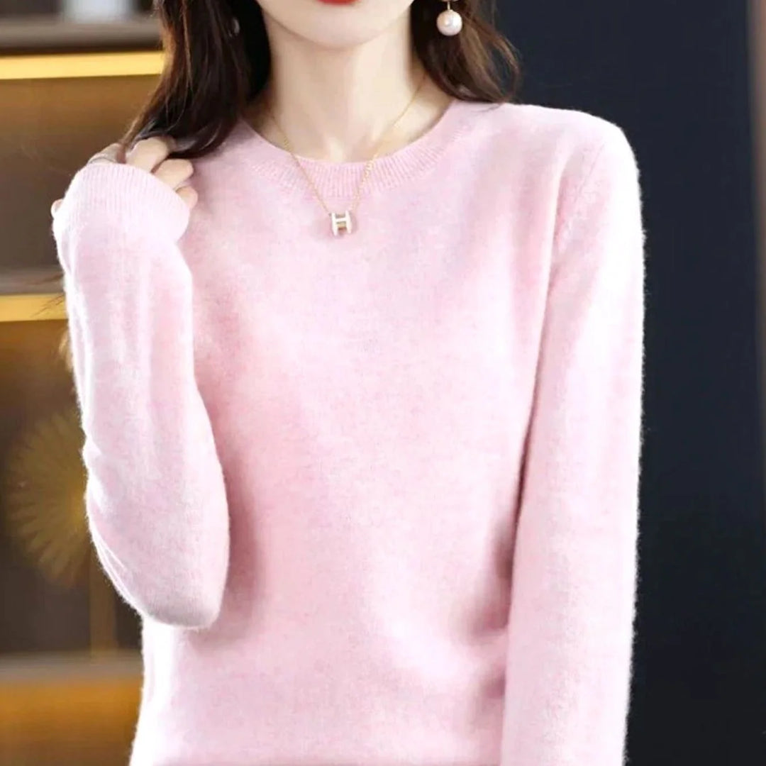 Annika | Damen Klassischer Rundhals Langarm Strickpullover Cashmere-Soft 10