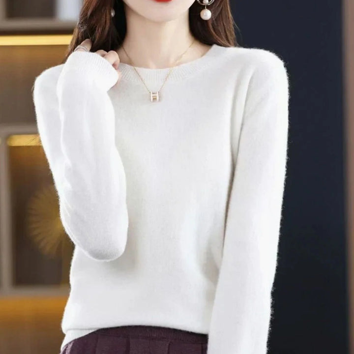 Annika | Damen Klassischer Rundhals Langarm Strickpullover Cashmere-Soft 11