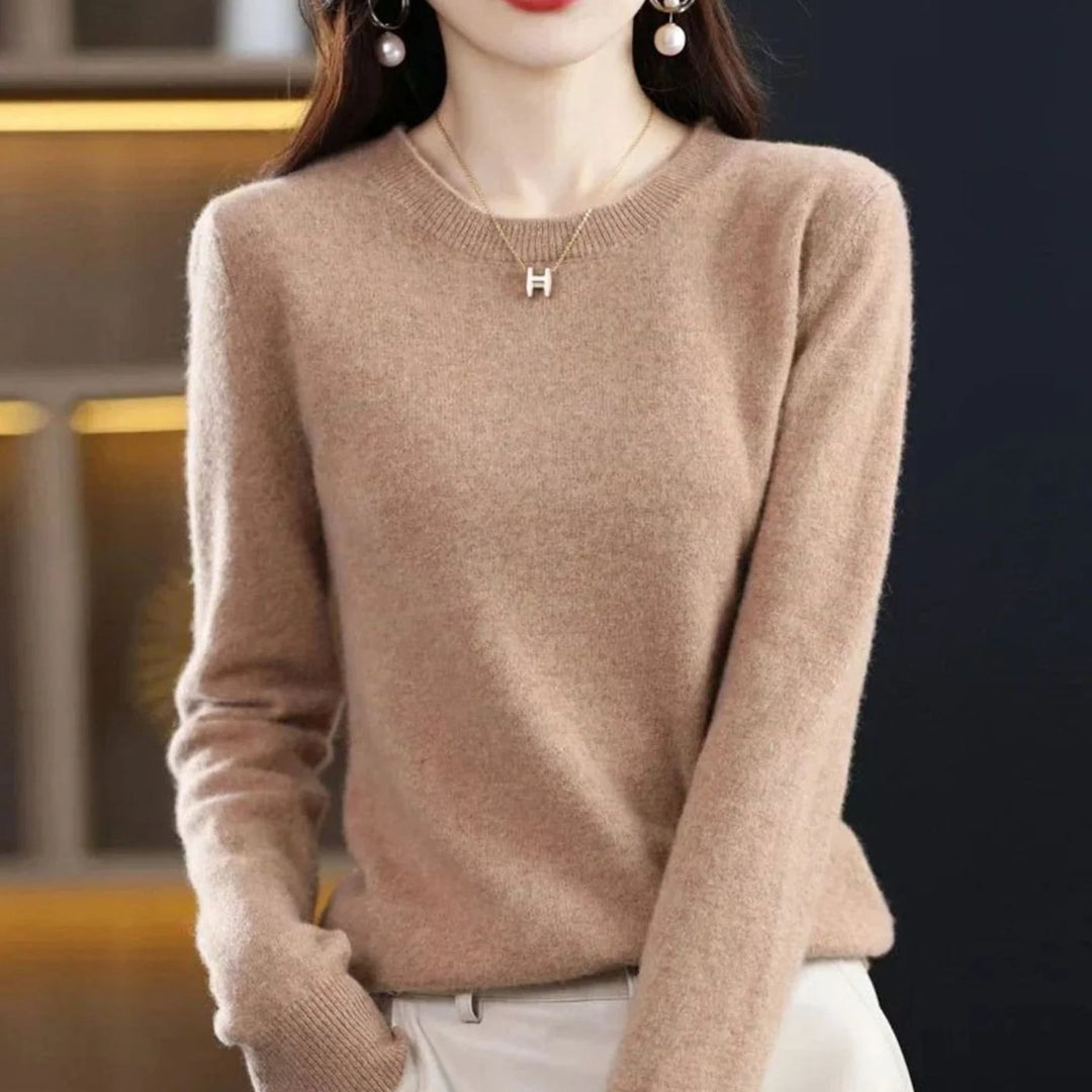 Annika | Damen Klassischer Rundhals Langarm Strickpullover Cashmere-Soft 14