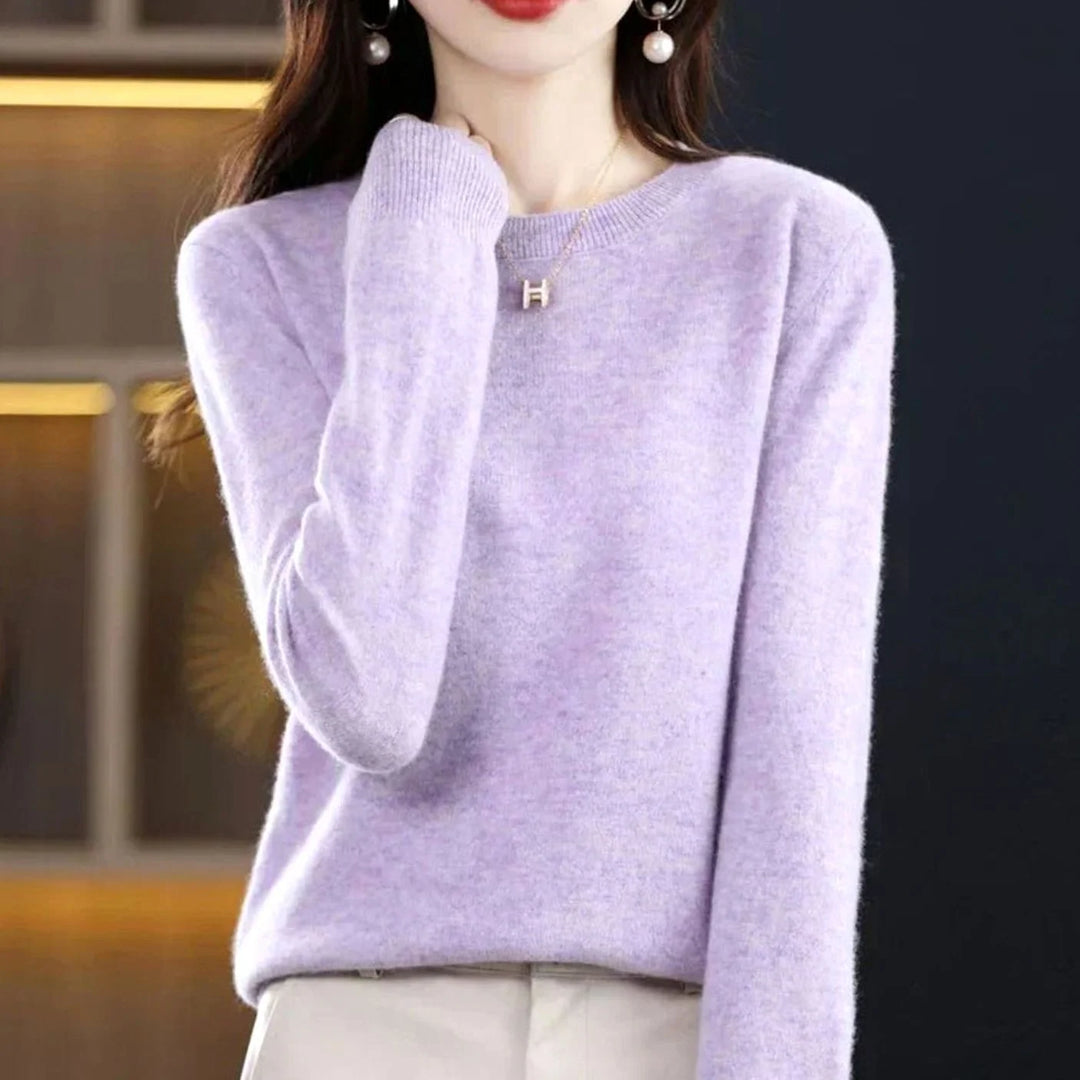 Annika | Damen Klassischer Rundhals Langarm Strickpullover Cashmere-Soft 6