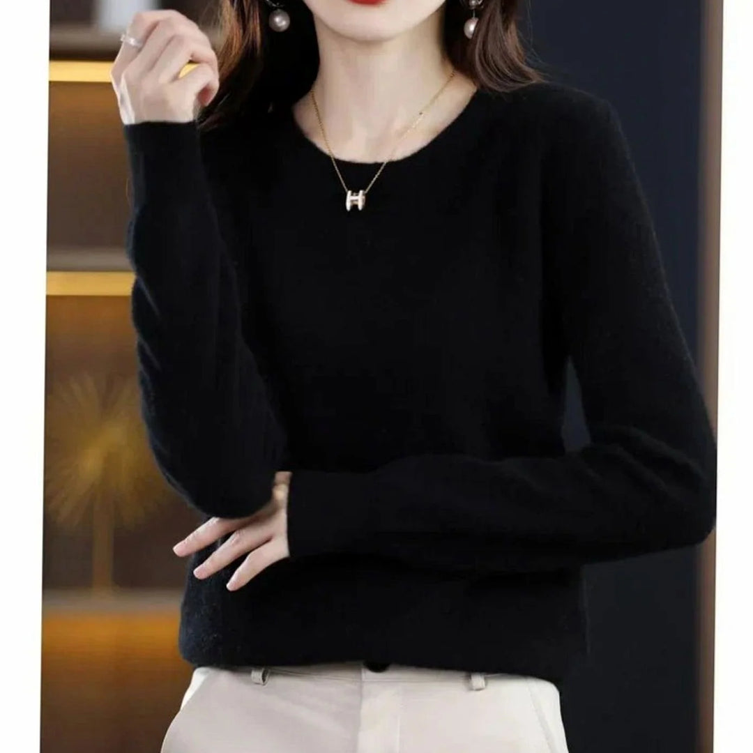 Annika | Damen Klassischer Rundhals Langarm Strickpullover Cashmere-Soft 8