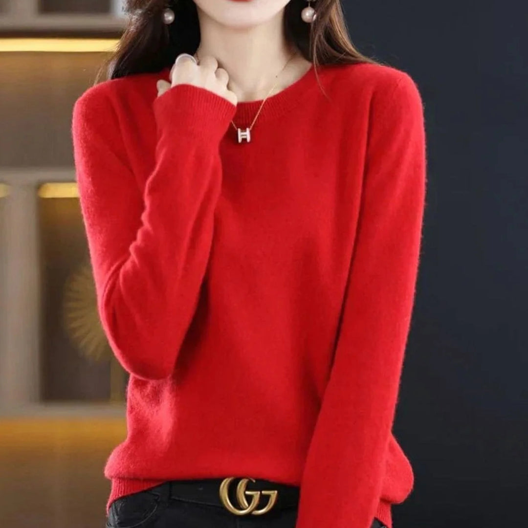 Annika | Damen Klassischer Rundhals Langarm Strickpullover Cashmere-Soft 9