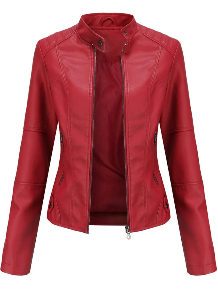 Bikerjacke Damen | Taillierter Schnitt & Stehkragen 3