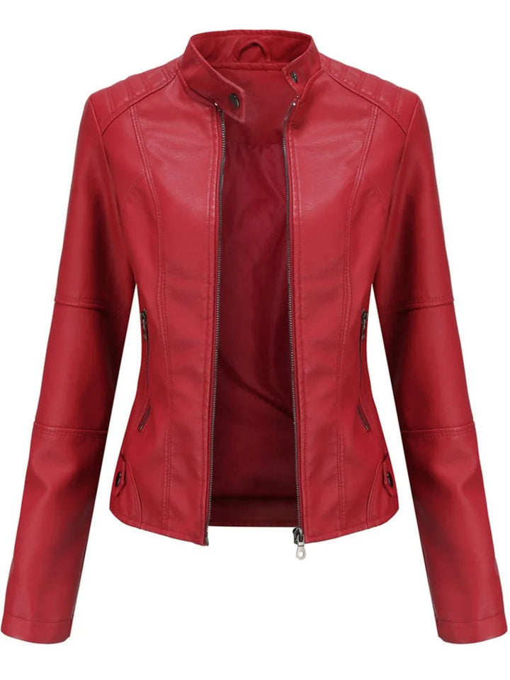 Bikerjacke Damen | Taillierter Schnitt & Stehkragen 3