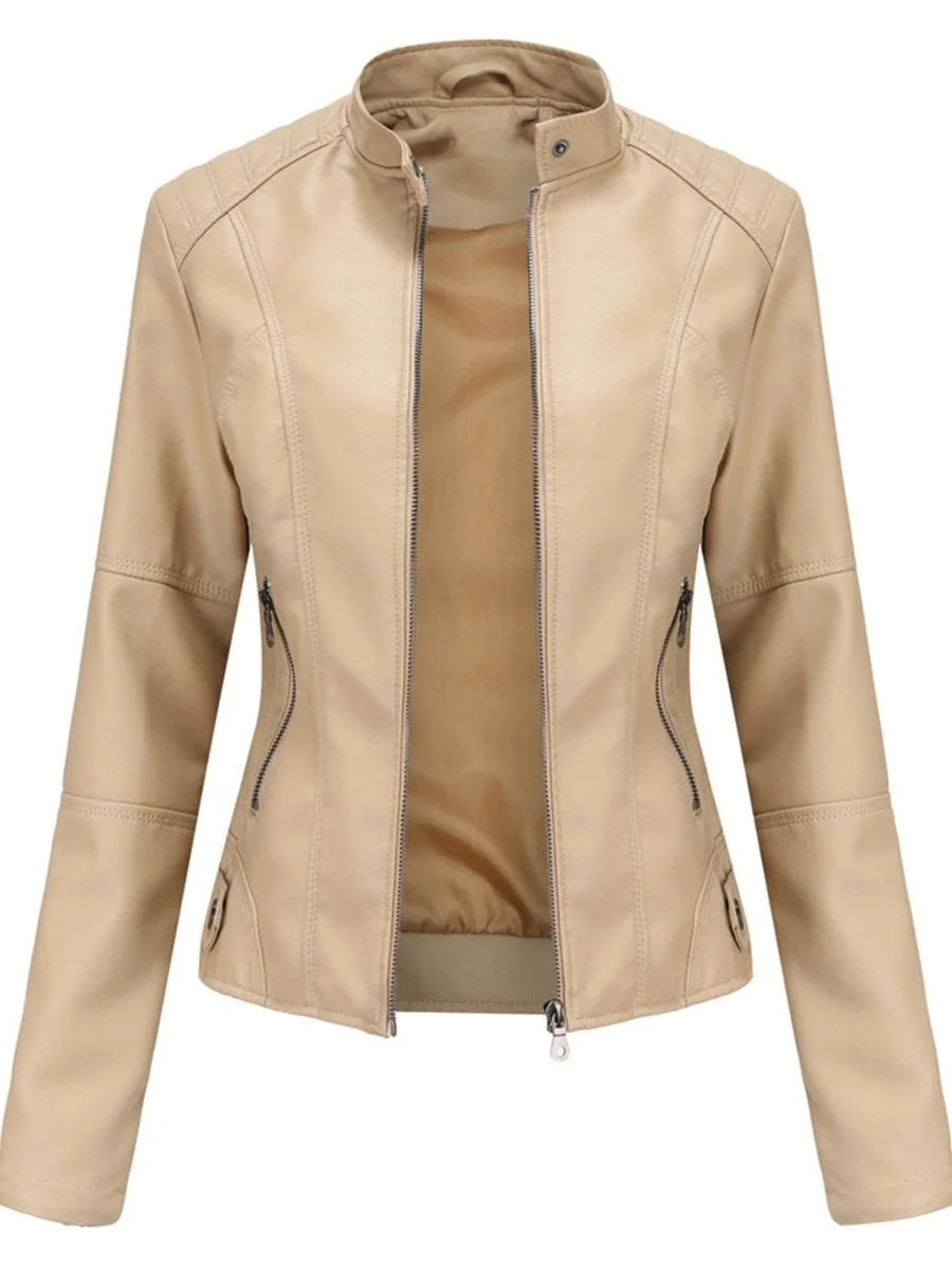 Bikerjacke Damen | Taillierter Schnitt & Stehkragen 4