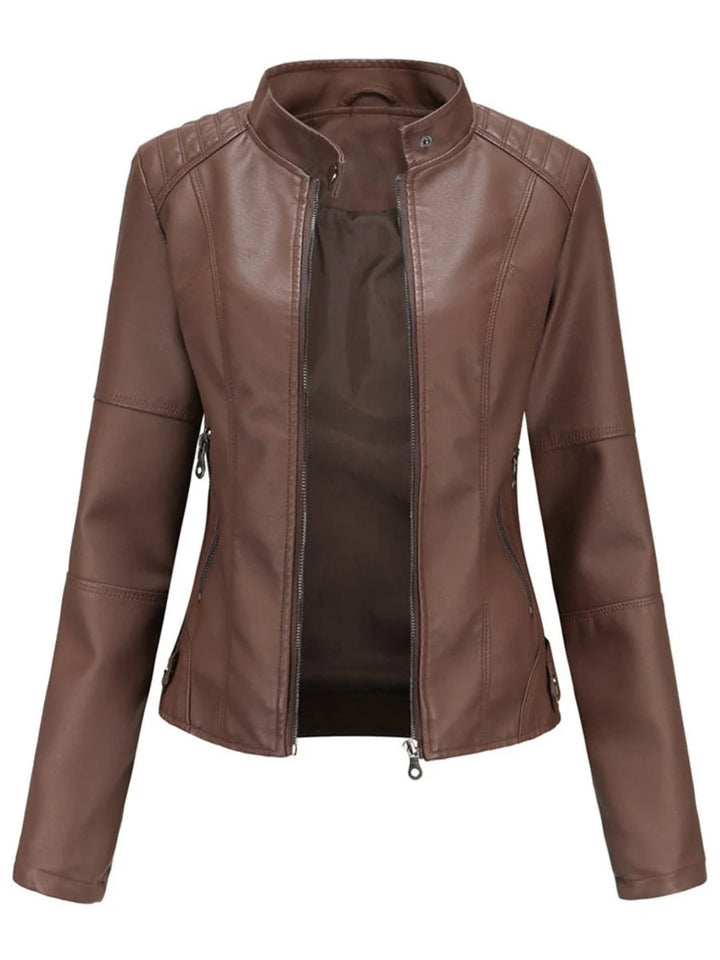 Bikerjacke Damen | Taillierter Schnitt & Stehkragen 5