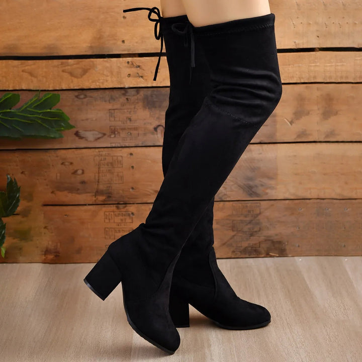 Black Over-the-Knee Boots for Women | Block Heel 2