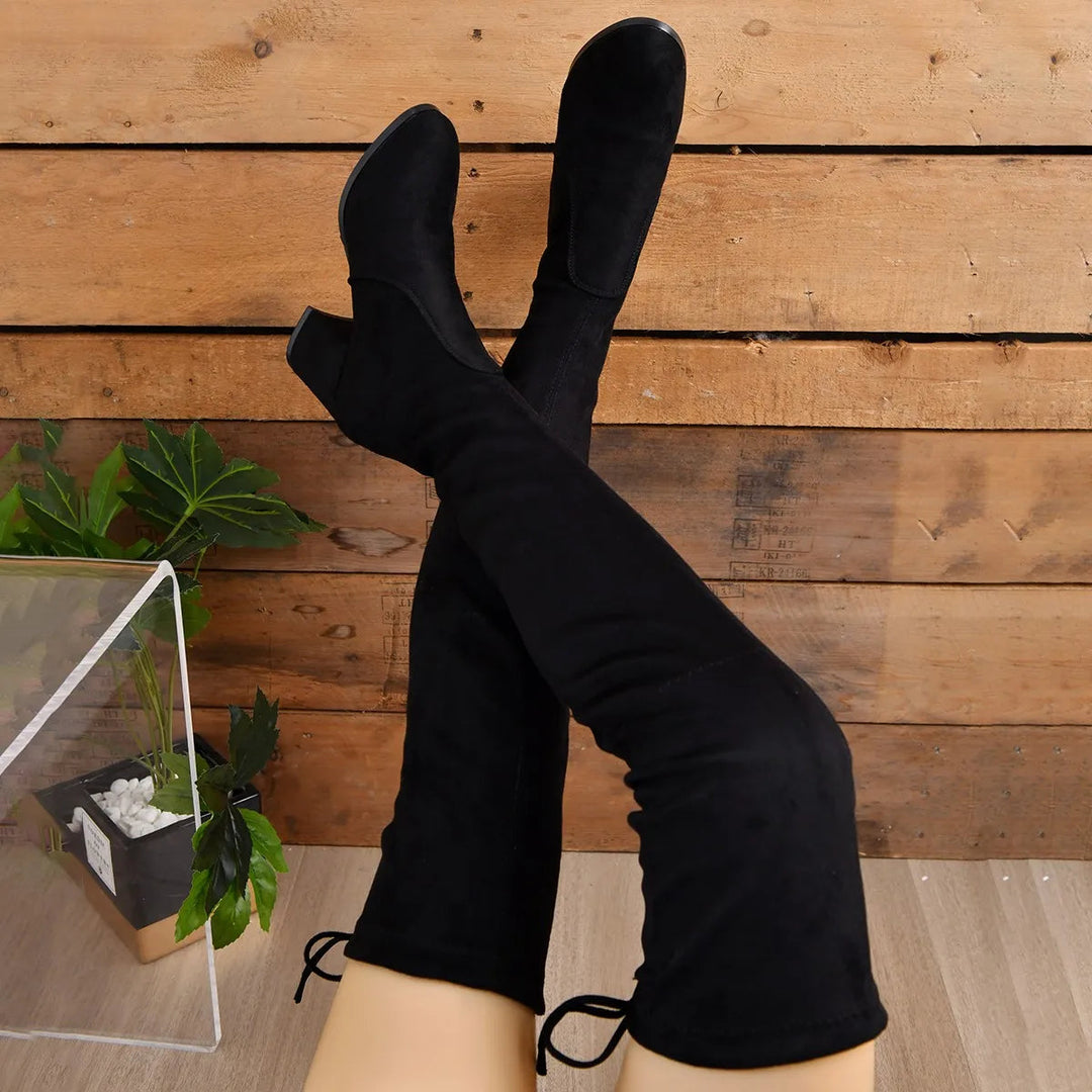 Black Over-the-Knee Boots for Women | Block Heel 3