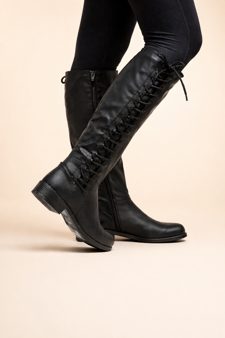 Alma | Women’s Elegant Everyday Lace-Up Knee-High Boots