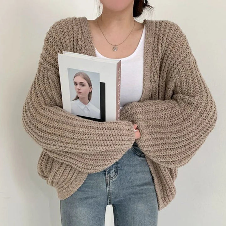 Carmen | Damen Freizeit-Strickjacke mit grobem Strick und offener Vorderseite 0