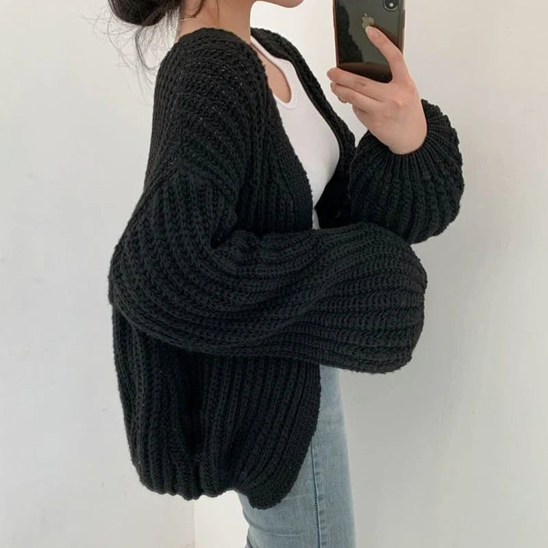 Carmen | Damen Freizeit-Strickjacke mit grobem Strick und offener Vorderseite 1