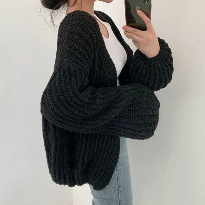 Carmen | Damen Freizeit-Strickjacke mit grobem Strick und offener Vorderseite 1