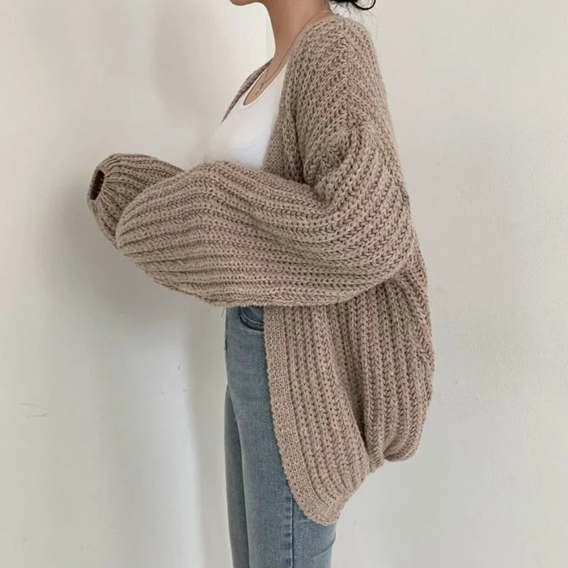Carmen | Damen Freizeit-Strickjacke mit grobem Strick und offener Vorderseite 2