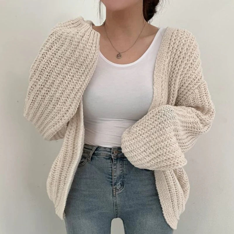 Carmen | Damen Freizeit-Strickjacke mit grobem Strick und offener Vorderseite 3