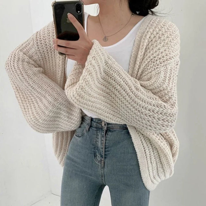Carmen | Damen Freizeit-Strickjacke mit grobem Strick und offener Vorderseite 4