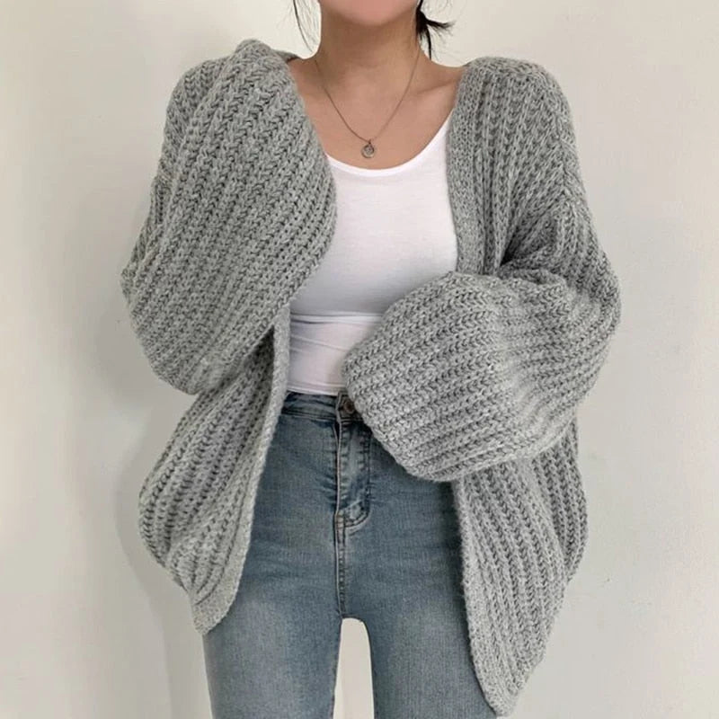 Carmen | Damen Freizeit-Strickjacke mit grobem Strick und offener Vorderseite 5