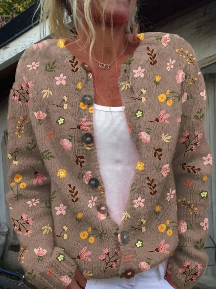 Charlotte | Damen Langarm Strick-Cardigan mit Blumenmuster 4