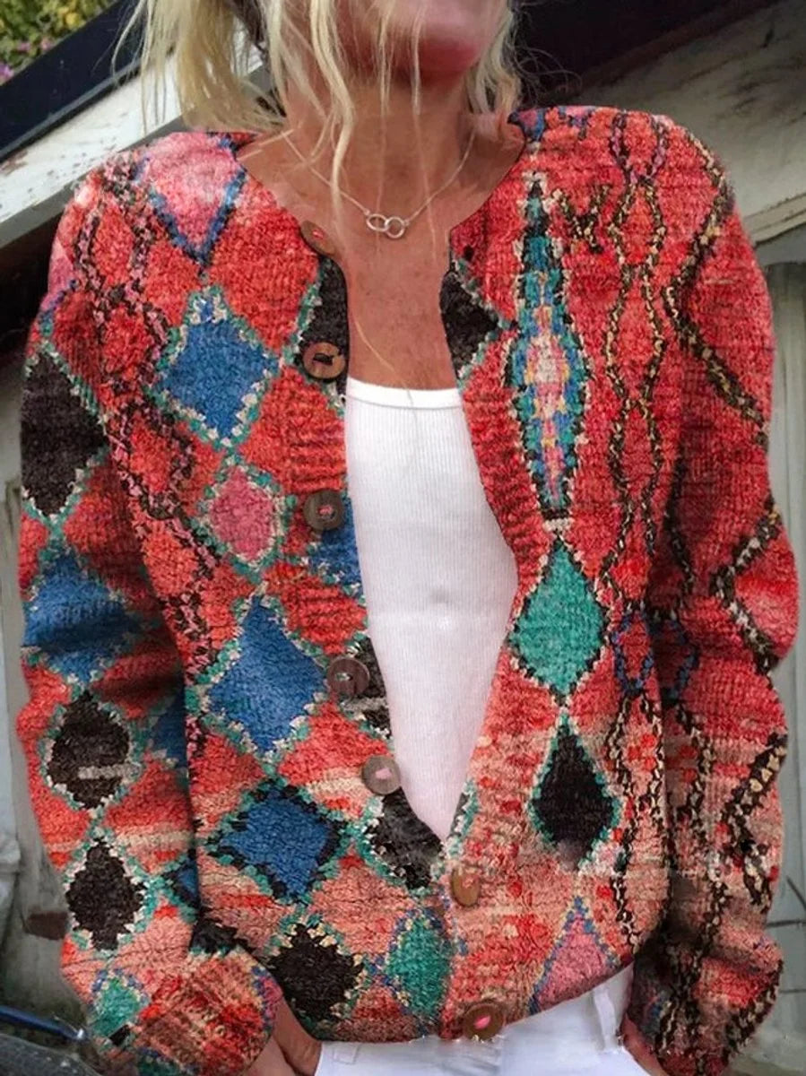 Charlotte | Damen Langarm Strick-Cardigan mit Blumenmuster 6