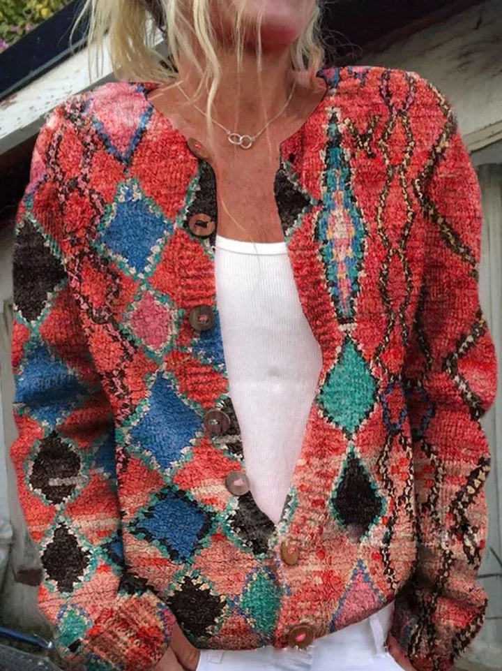 Charlotte | Damen Langarm Strick-Cardigan mit Blumenmuster 6