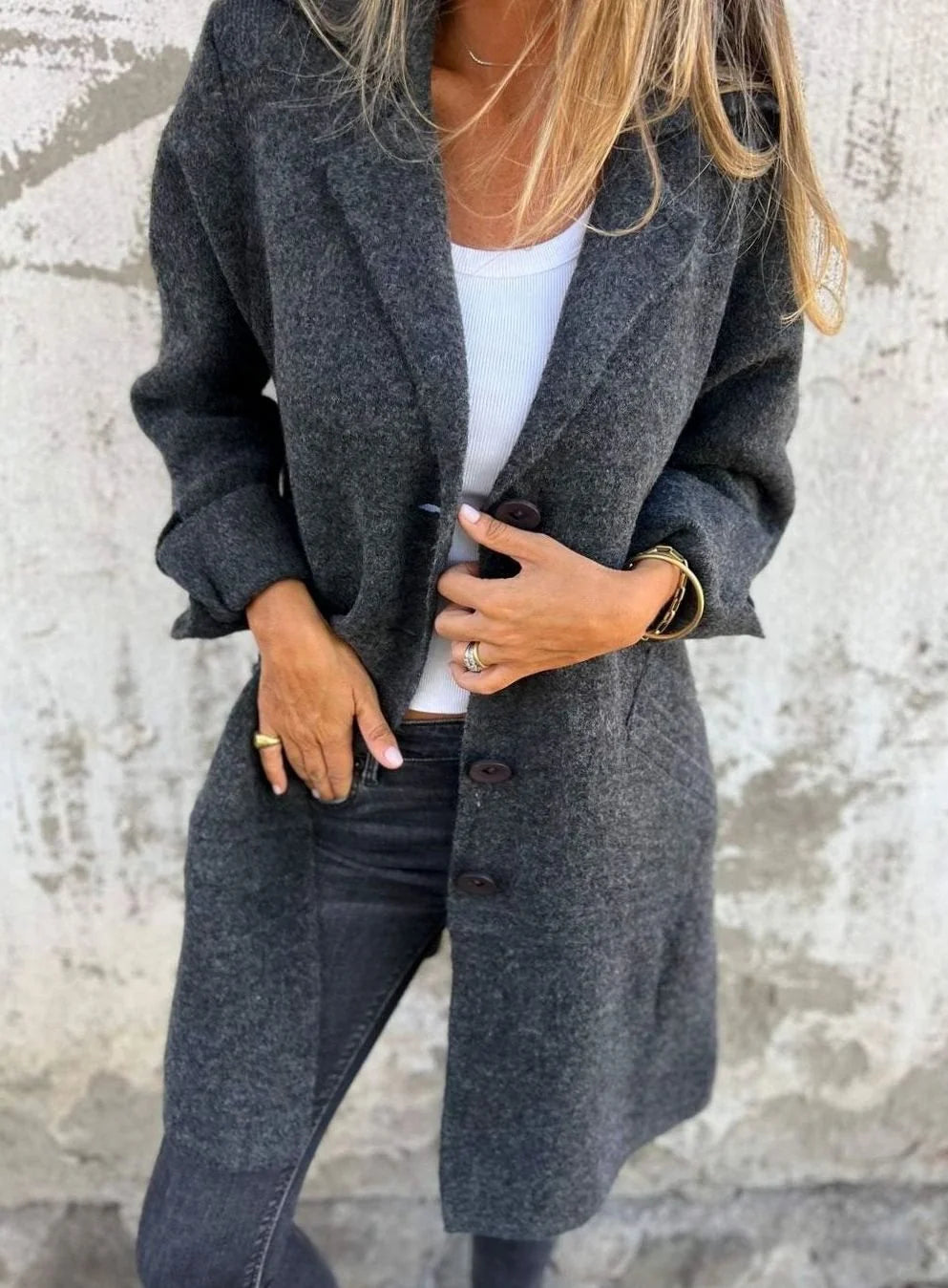 Charlotte | Damen Oversize Strickjacke mit Knöpfen langer Cardigan 4