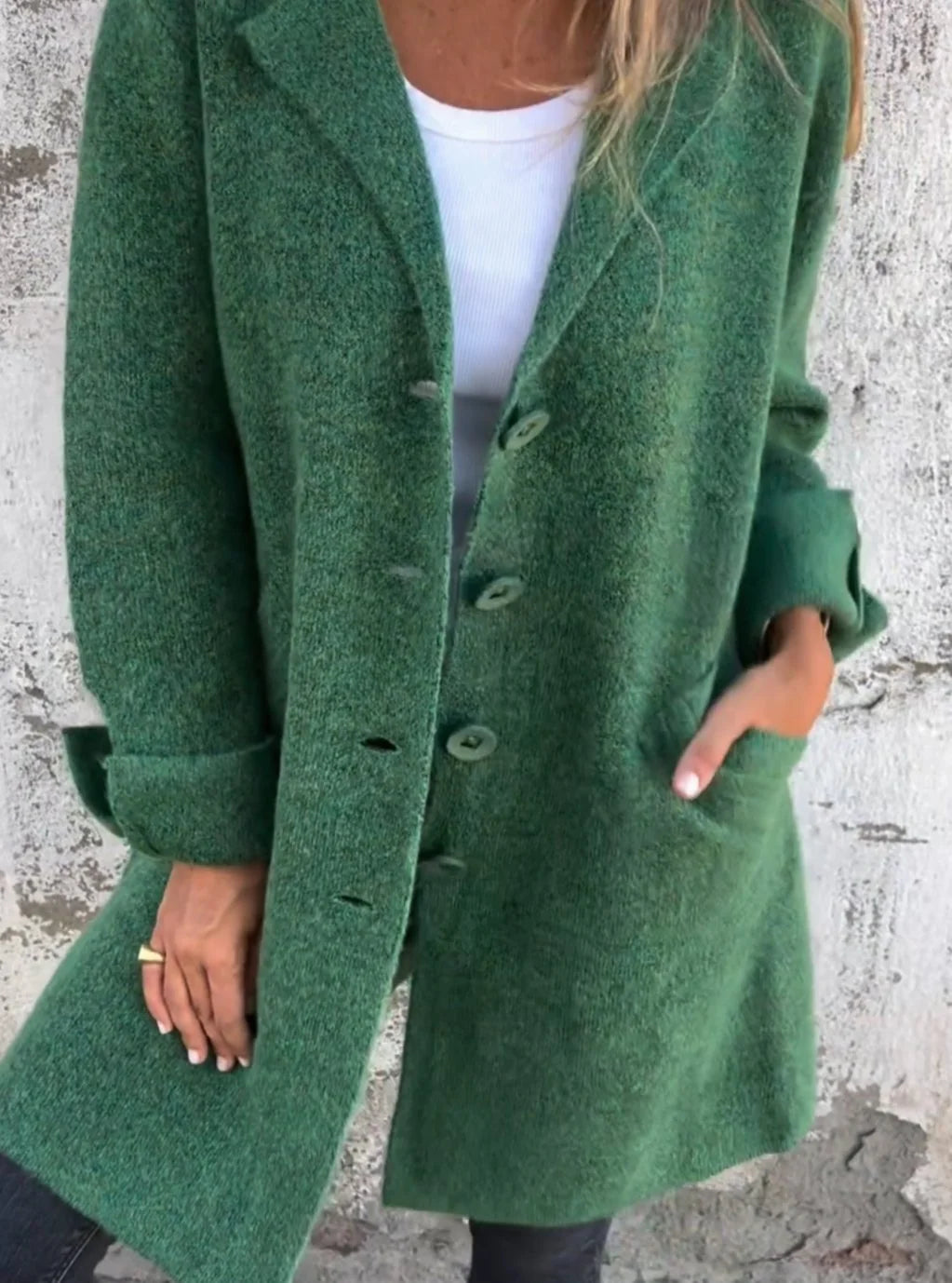 Charlotte | Damen Oversize Strickjacke mit Knöpfen langer Cardigan 5