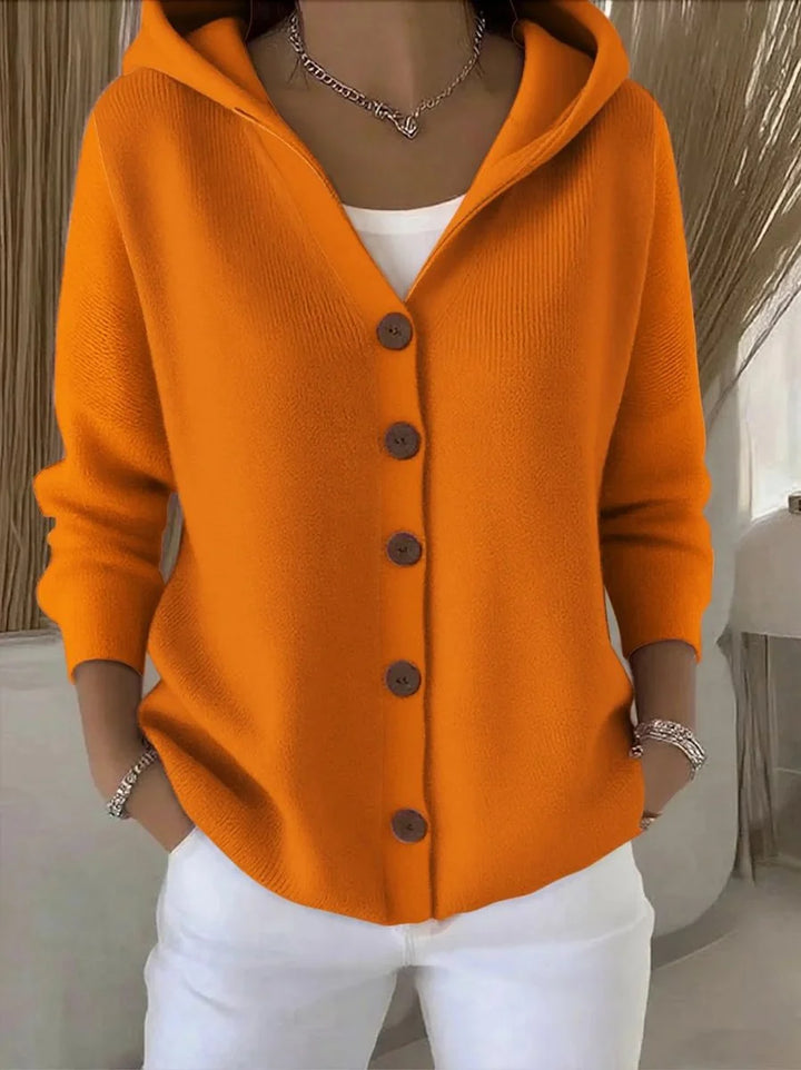 Clara | Damen Kapuzen-Cardigan mit Knopfleiste Relaxed Fit Langarm 5