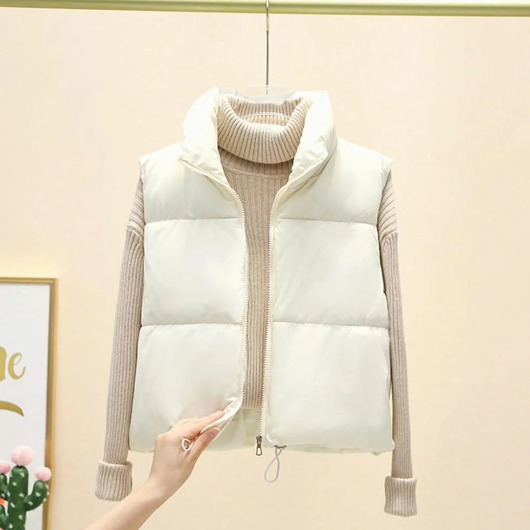 Clara | Damen Kurz-Steppweste Bodywarmer mit Stehkragen Zwei-Wege-Reißverschluss 0