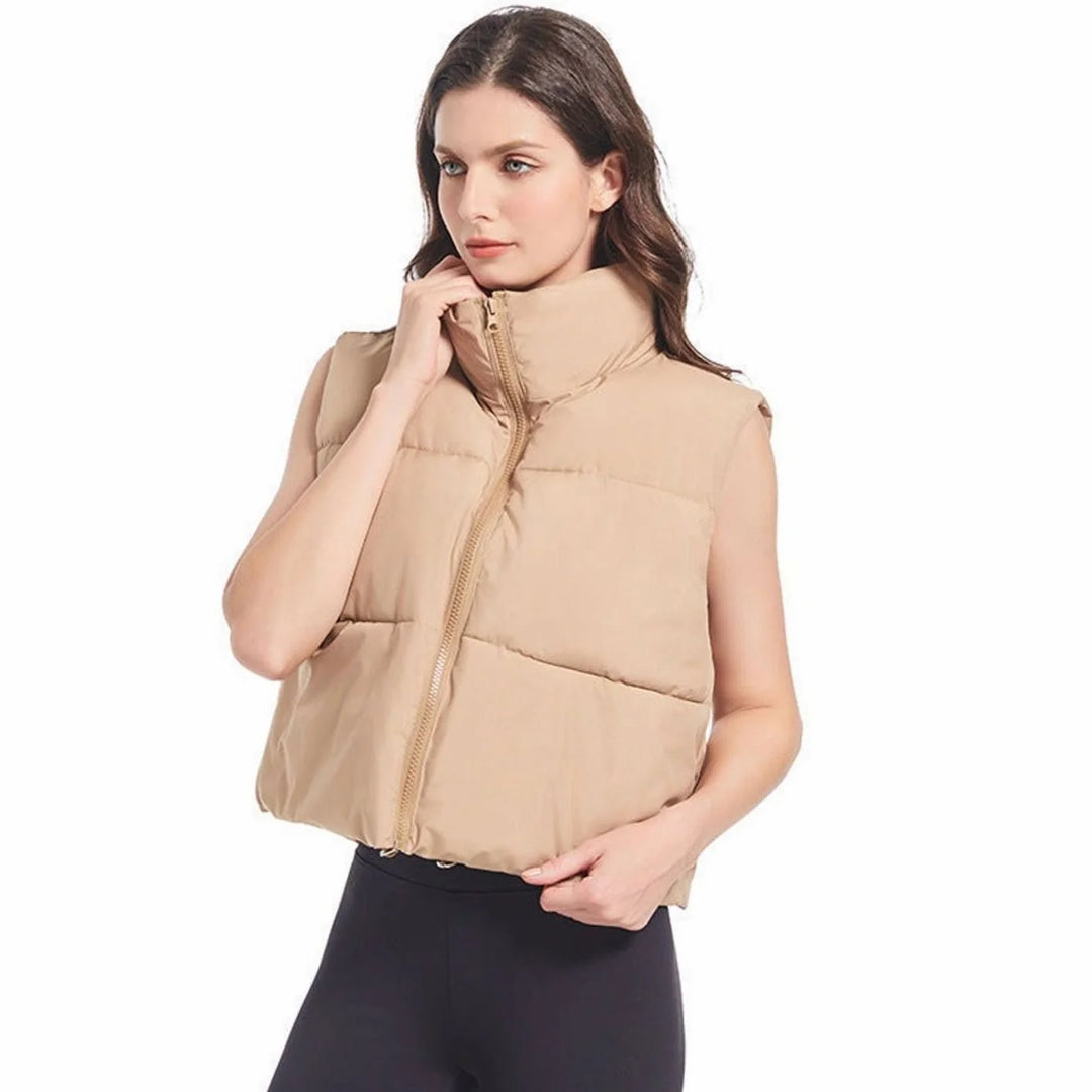 Clara | Damen Kurz-Steppweste Bodywarmer mit Stehkragen Zwei-Wege-Reißverschluss 3
