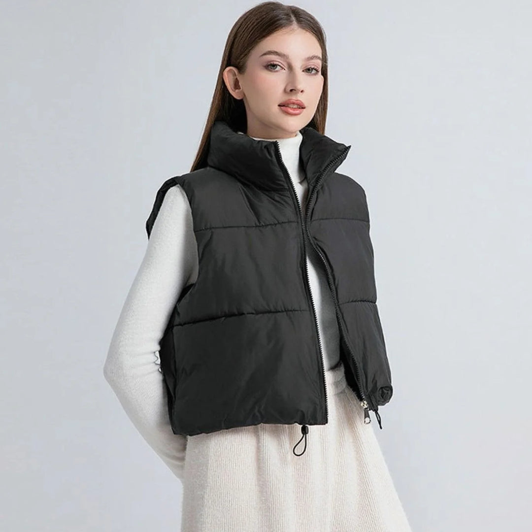 Clara | Damen Kurz-Steppweste Bodywarmer mit Stehkragen Zwei-Wege-Reißverschluss 6