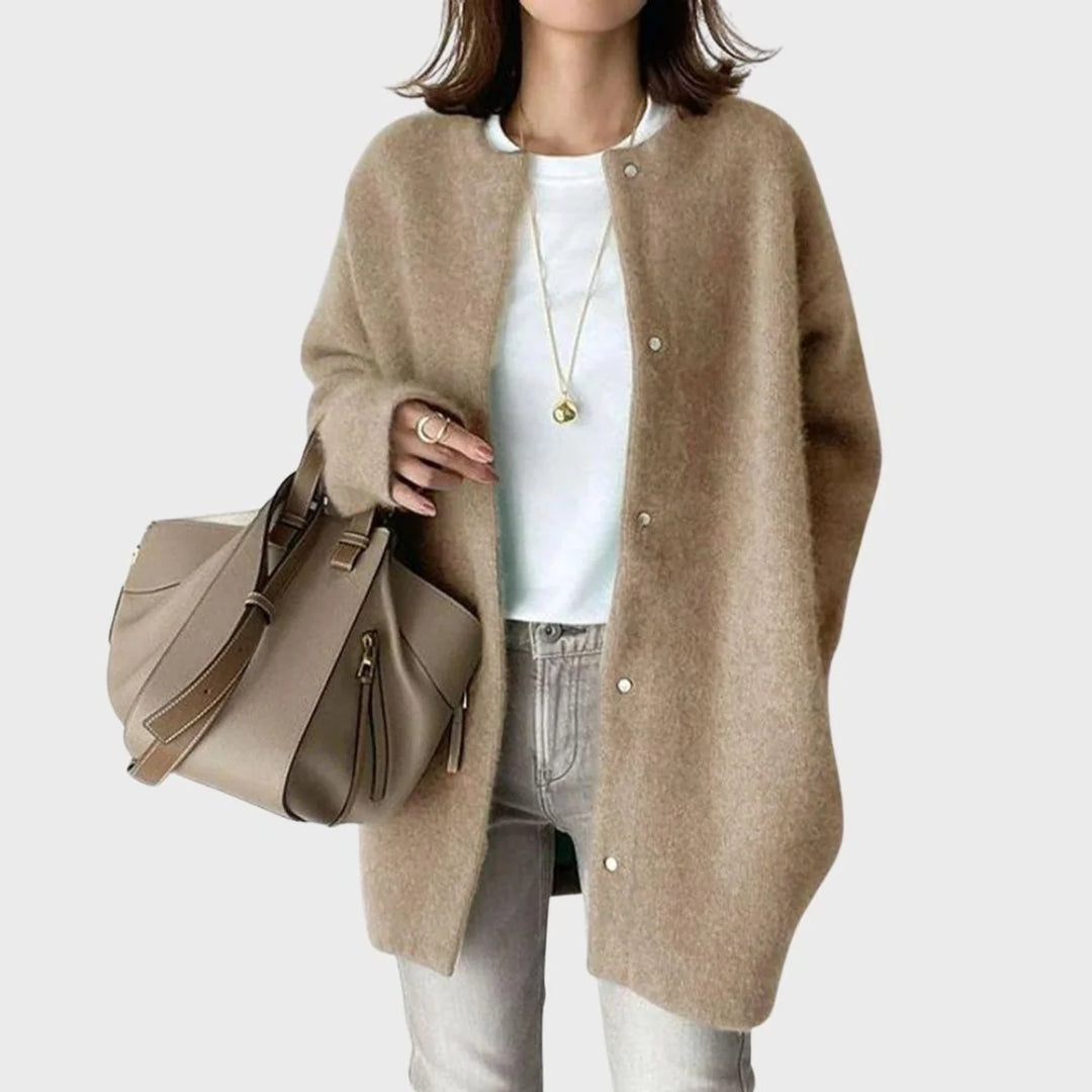 Clara | Damen Oversized Kaschmir Cardigan mit Druckknöpfen 0