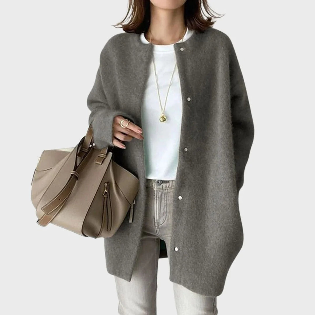 Clara | Damen Oversized Kaschmir Cardigan mit Druckknöpfen 4