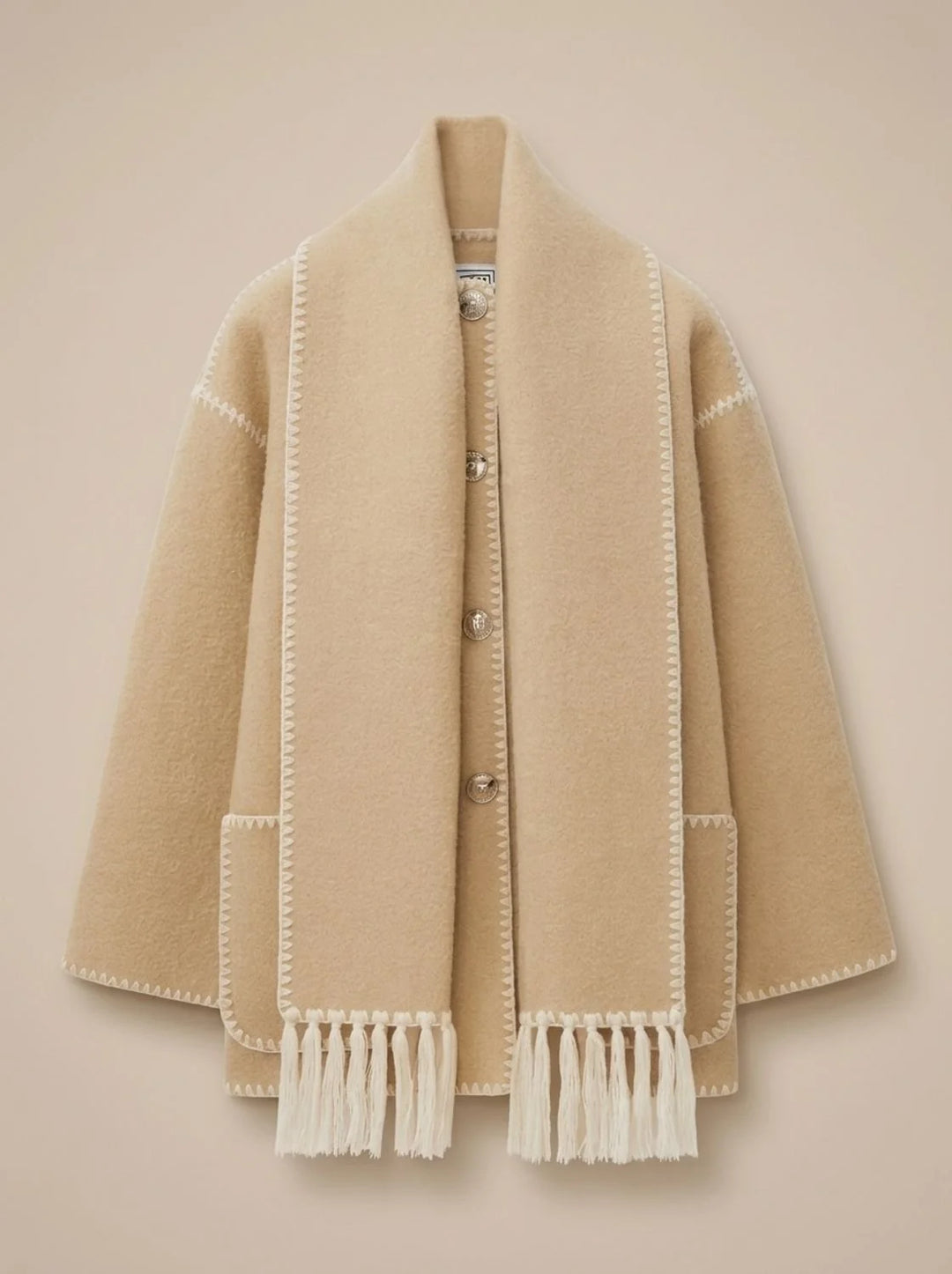 Clara | Damen Wollmantel Cape-Jacke mit Häkelkanten Winterjacke 4
