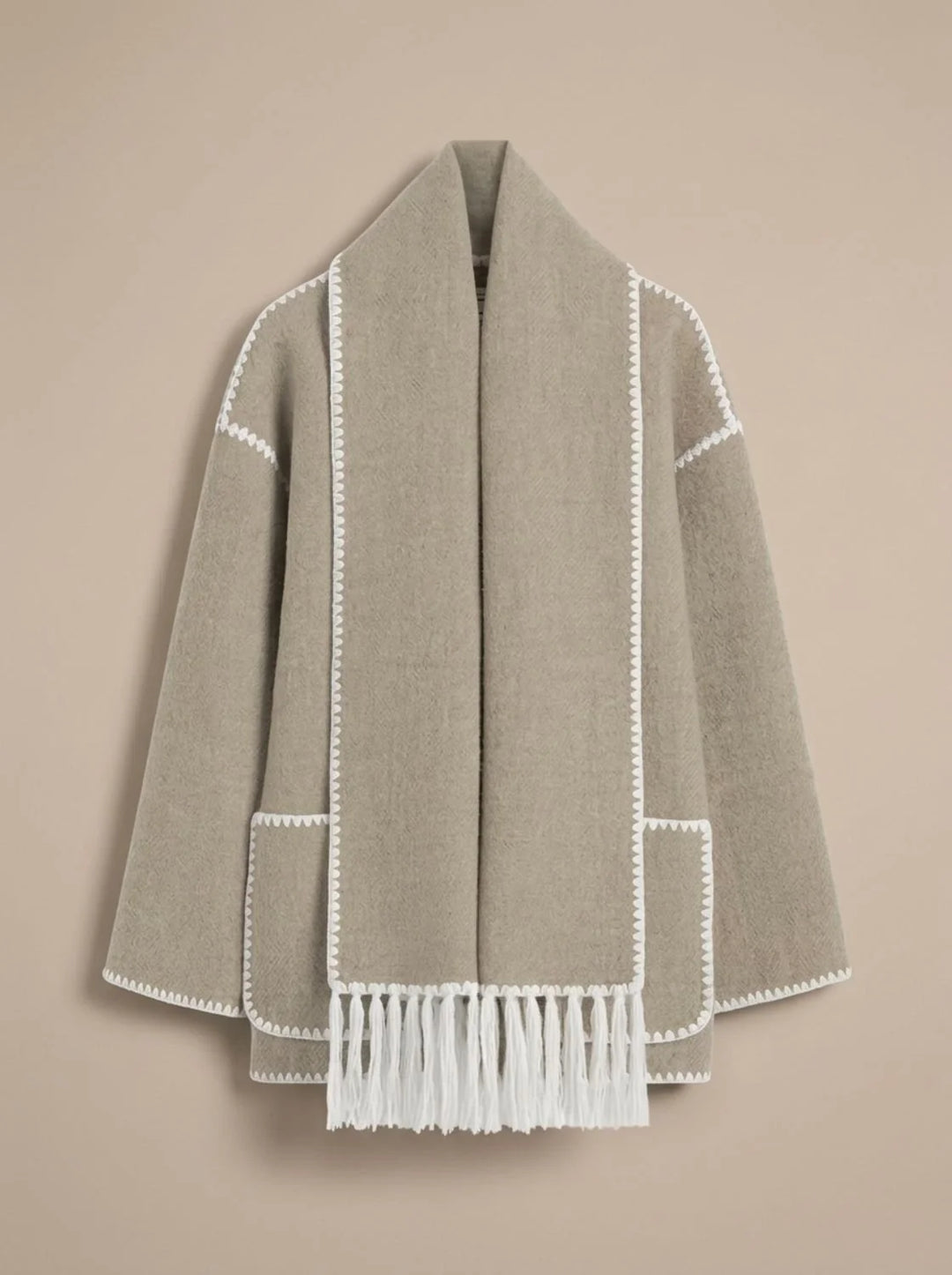 Clara | Damen Wollmantel Cape-Jacke mit Häkelkanten Winterjacke 5