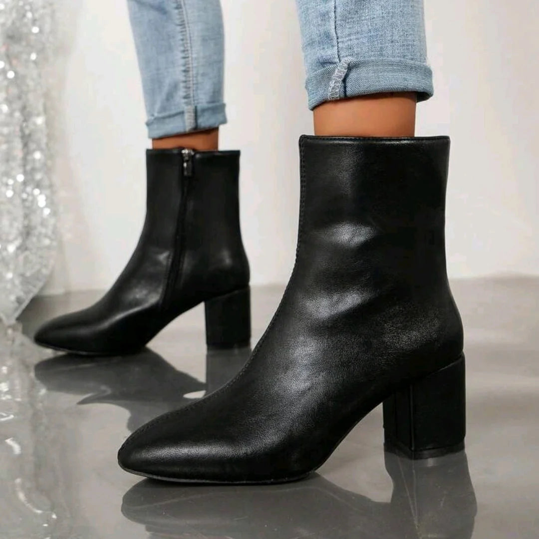 Damen Stiefeletten mit Blockabsatz und Reißverschluss 10