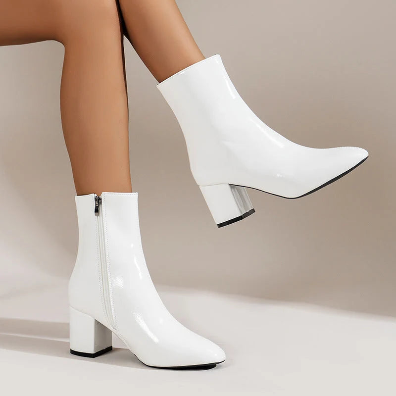 Damen Stiefeletten mit Blockabsatz und Reißverschluss 7