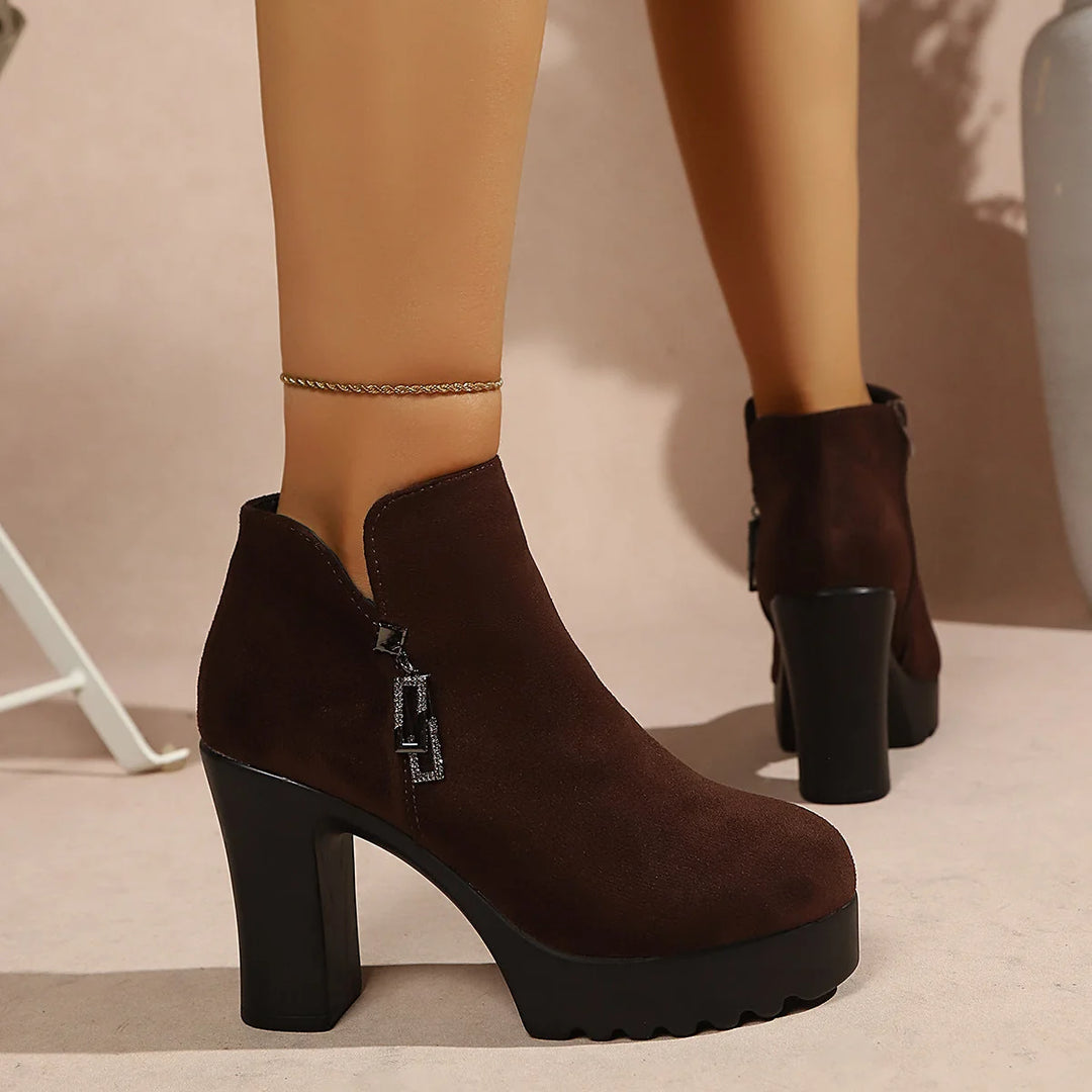 Damen Stiefeletten mit moderatem Blockabsatz und Reißverschluss 4