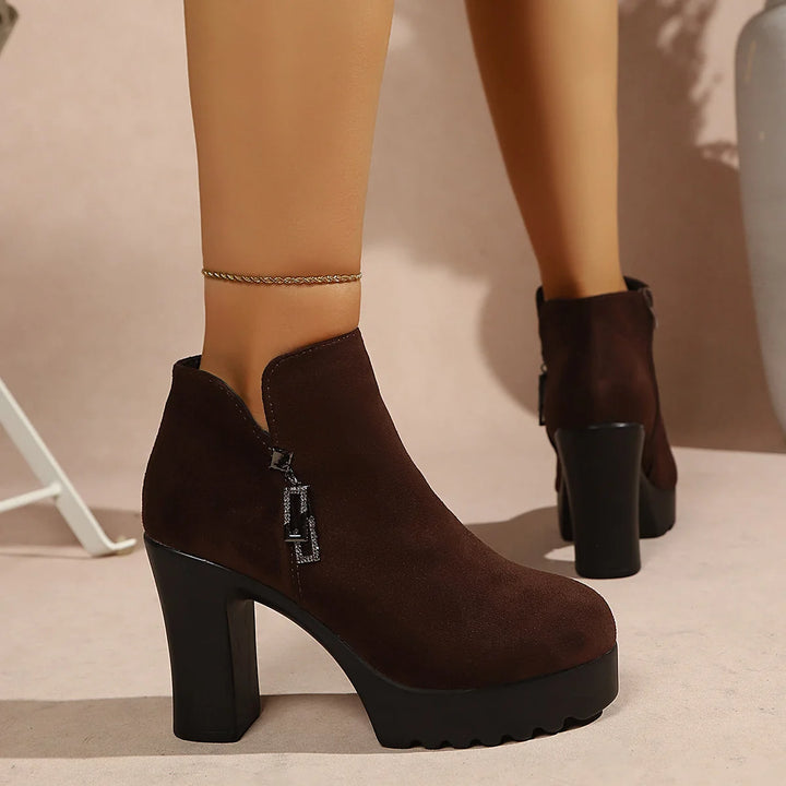Damen Stiefeletten mit moderatem Blockabsatz und Reißverschluss 4