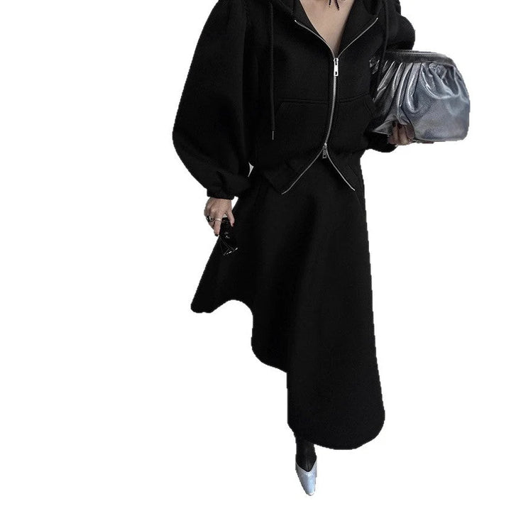 Damen Sweatset mit Ballonärmeln und ausgestelltem Midirock 5