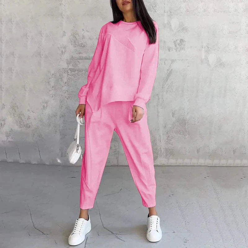 Damen lässiger Zweiteiler mit Oberteil und Hose 4