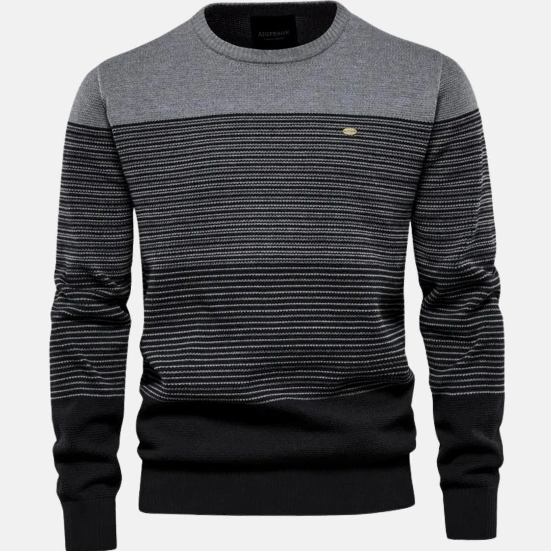 Dominik | Herren Strickpullover Rundhals Streifen-Farbverlauf Langarm 2