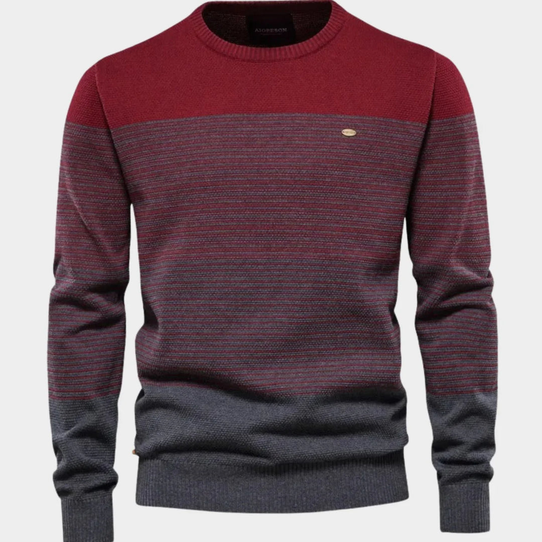Dominik | Herren Strickpullover Rundhals Streifen-Farbverlauf Langarm 3