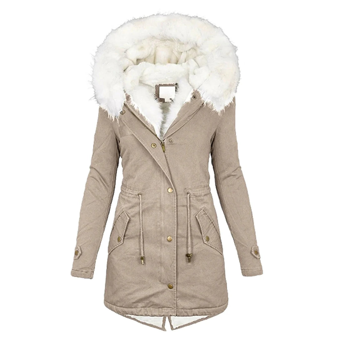 Drune Elegante Winterjacke mit Kapuze und Knopfdetail 2