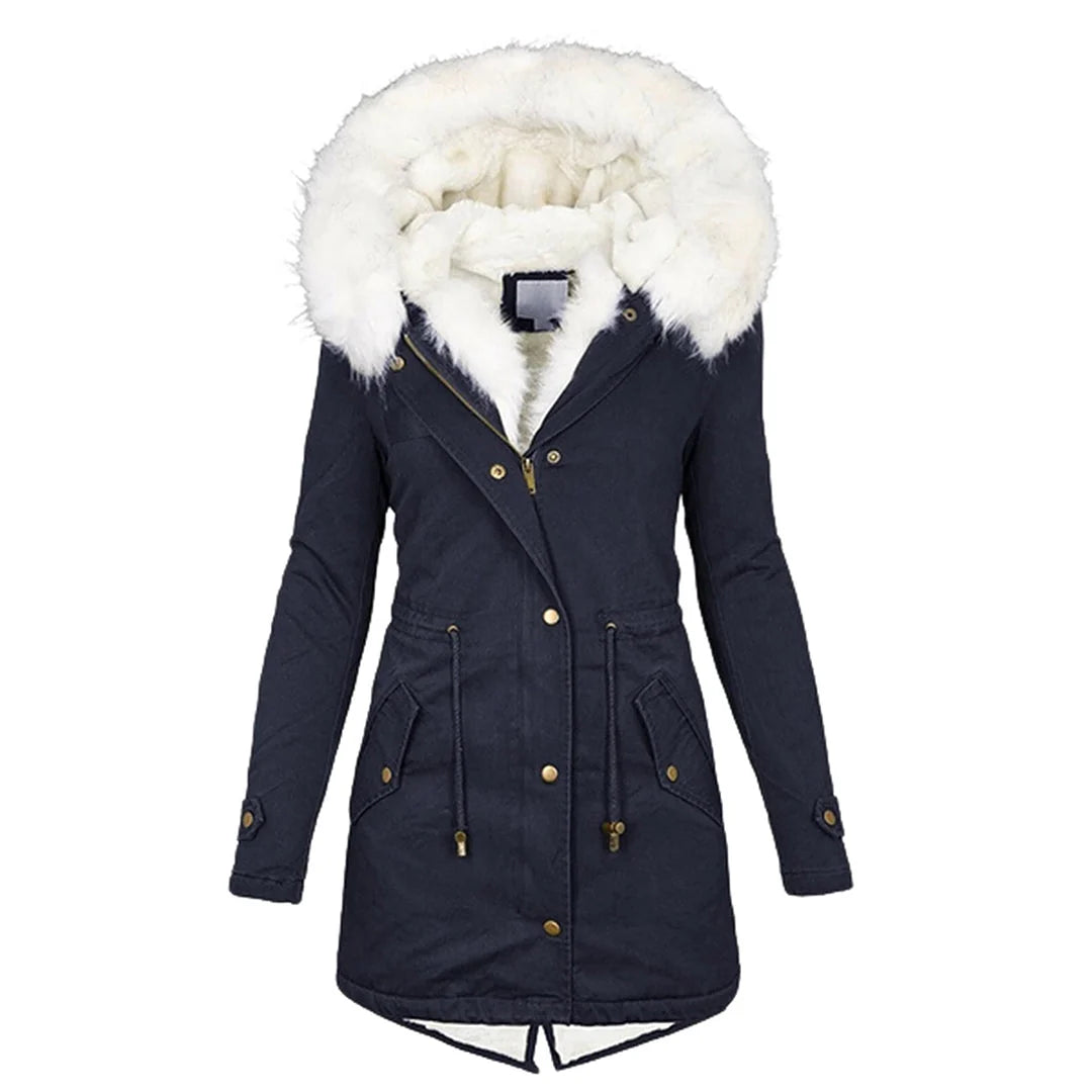 Drune Elegante Winterjacke mit Kapuze und Knopfdetail 3