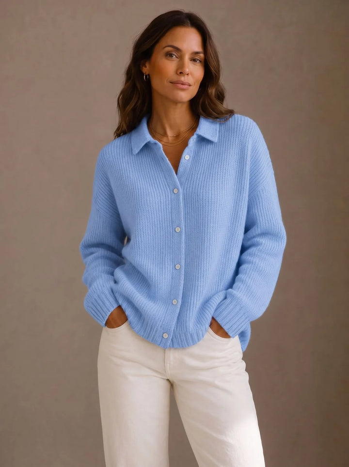 Elfriede | Damen Oversized Cardigan mit Kragen und Knopfleiste 3
