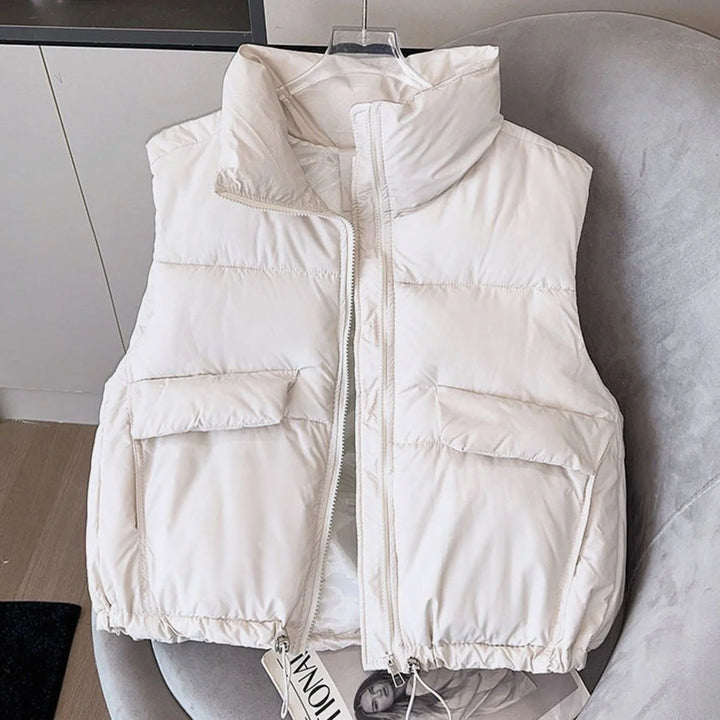 Elfriede | Damen Steppweste Bodywarmer Stehkragen Kordelzug Boxy-Schnitt 0